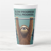 Funny Sloth Gym Motivation Poster - Slow Progress  カフェラテマグ (正面)