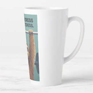 Funny Sloth Gym Motivation Poster - Slow Progress  カフェラテマグ