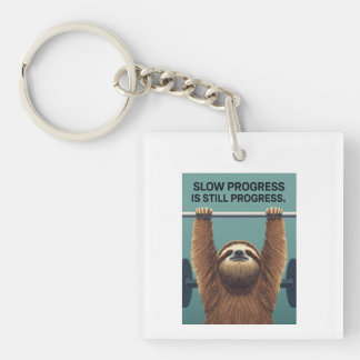 Funny Sloth Gym Motivation Poster - Slow Progress  キーホルダー
