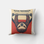 Funny Sloth Gym Motivation Poster - Slow Progress クッション (裏面)