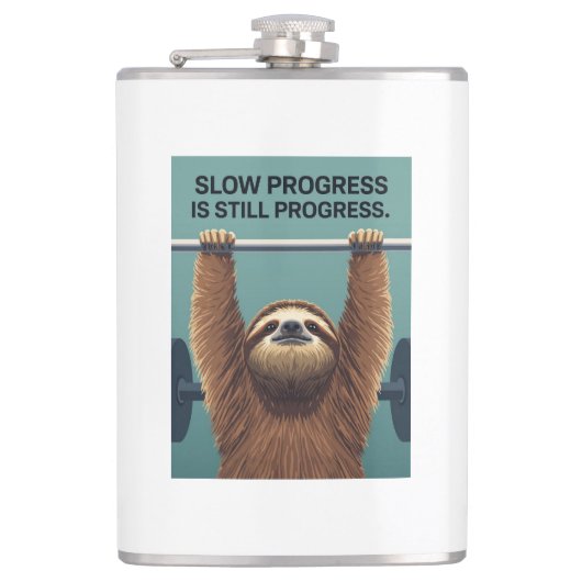 Funny Sloth Gym Motivation Poster - Slow Progress  フラスク (正面)