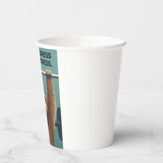 Funny Sloth Gym Motivation Poster - Slow Progress  紙コップ (左)