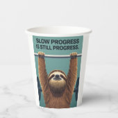Funny Sloth Gym Motivation Poster - Slow Progress  紙コップ (正面)