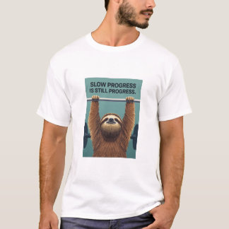 Funny Sloth Gym Motivation Poster - Slow Progress  Tシャツ