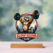 Funny Sloth Gym Shirt Vintage Strong and Slow Desi アクリルサイン (ニュートラル)