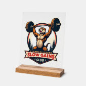 Funny Sloth Gym Shirt Vintage Strong and Slow Desi アクリルサイン (傾斜)