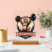 Funny Sloth Gym Shirt Vintage Strong and Slow Desi アクリルサイン (ウェディング)