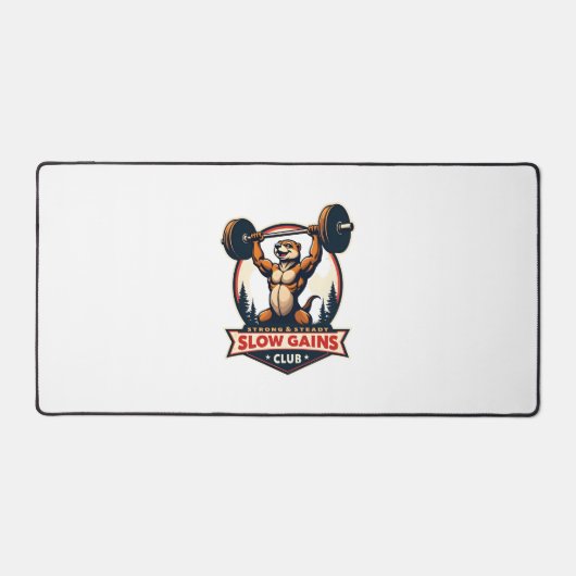 Funny Sloth Gym Shirt Vintage Strong and Slow Desi デスクマット (正面)