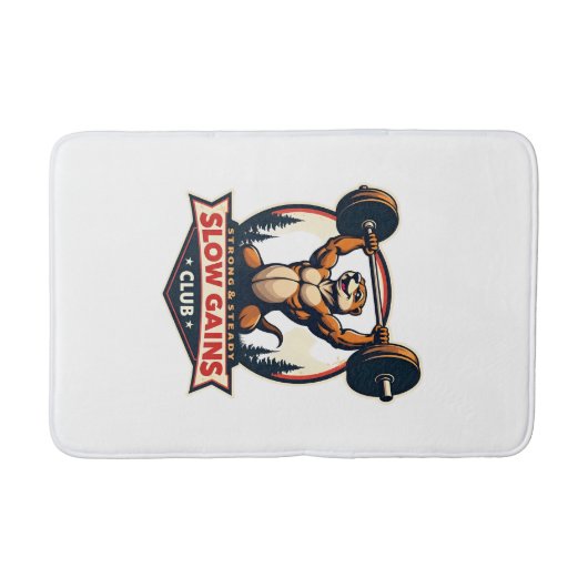 Funny Sloth Gym Shirt Vintage Strong and Slow Desi バスマット (正面)