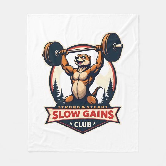 Funny Sloth Gym Shirt Vintage Strong and Slow Desi フリースブランケット (正面)
