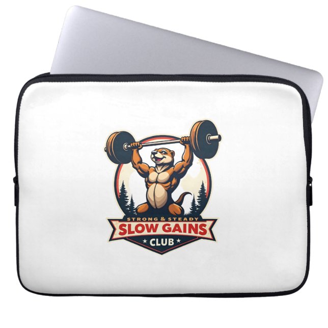 Funny Sloth Gym Shirt Vintage Strong and Slow Desi ラップトップスリーブ (正面)