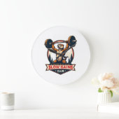 Funny Sloth Gym Shirt Vintage Strong and Slow Desi ラージ壁時計 (ホーム)