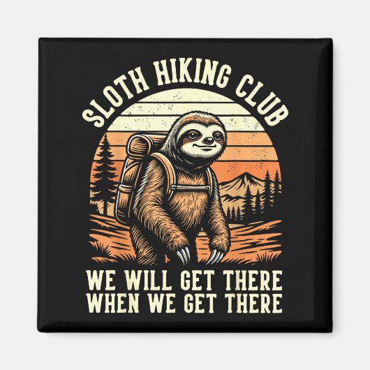 Funny Sloth Hiking Club Outdoor Hiker Men Women Vi マグネット (正面)