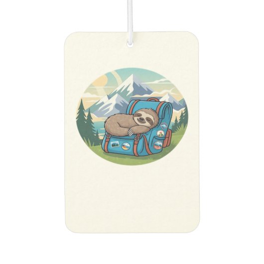 Funny Sloth Hiking Oversized T-Shirt カーエアーフレッシュナー (正面)