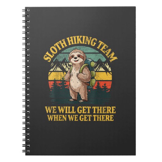 Funny Sloth Hiking T-Shirt ノートブック (正面)