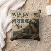 Funny Sloth Hold On Let Me Overthink This | Rustic クッション (ブランケット)