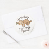 Funny Sloth “I’m Energy Efficient” Sticker ラウンドシール (封筒)