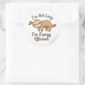 Funny Sloth “I’m Energy Efficient” Sticker ラウンドシール (バッグ)