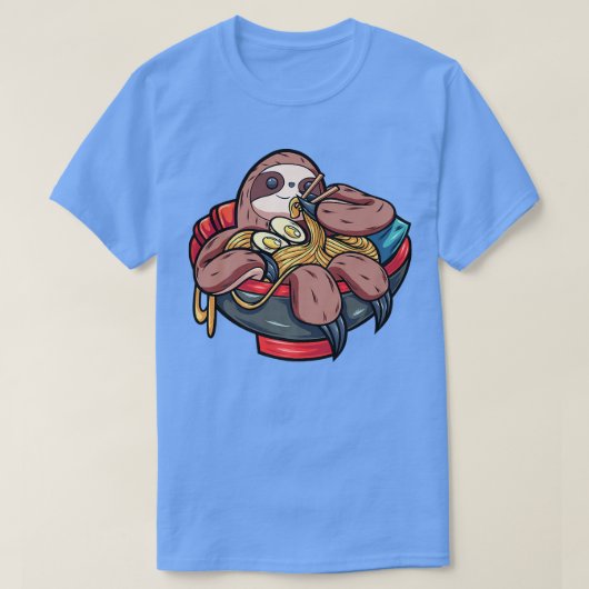 Funny Sloth In Ramen Soup Bowl Ramen Noodles Premi Tシャツ (デザイン正面)