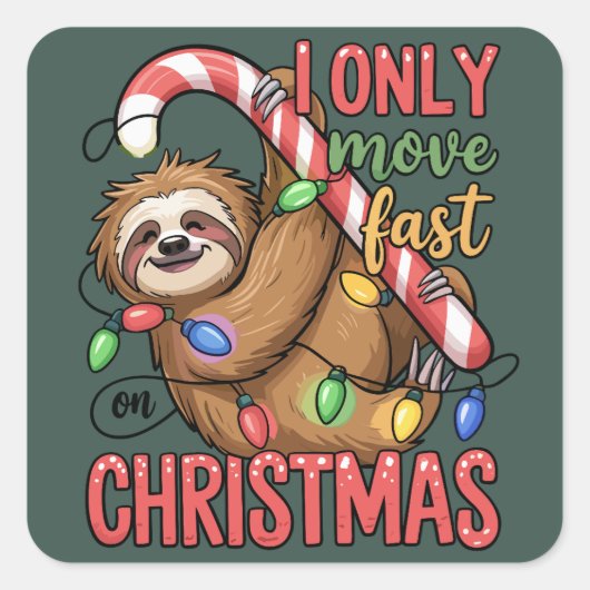 Funny Sloth Lover Christmas Cute Animal Xmas スクエアシール (正面)