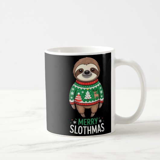 Funny Sloth Lover Christmas Merry Slothmas Ugly Ho コーヒーマグカップ (右)