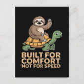 Funny Sloth Riding Turtle インビテーションポストカード (正面)