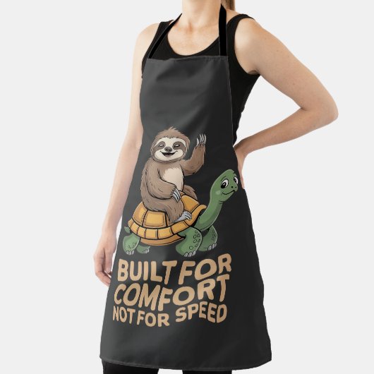 Funny Sloth Riding Turtle エプロン (インサイチュ)
