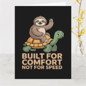 Funny Sloth Riding Turtle カード (黄色い花)