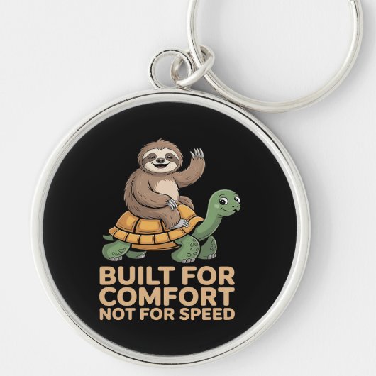 Funny Sloth Riding Turtle キーホルダー (正面)