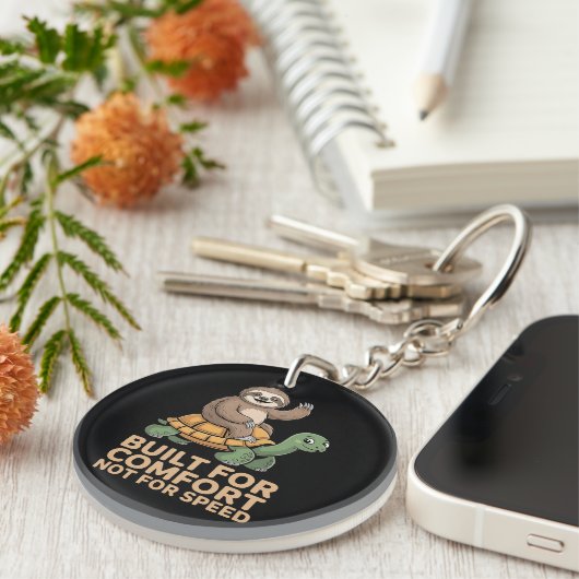 Funny Sloth Riding Turtle キーホルダー (正面右)