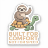 Funny Sloth Riding Turtle シール (正面)