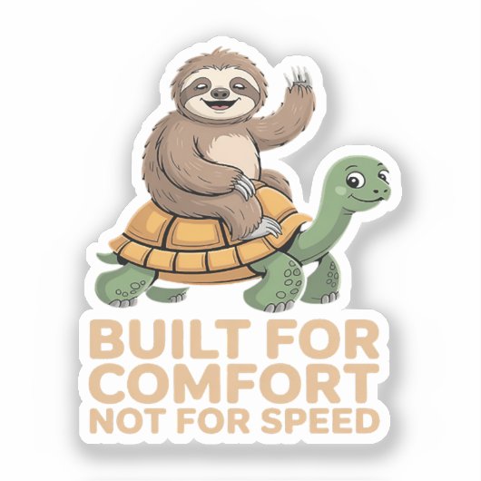 Funny Sloth Riding Turtle シール (正面)