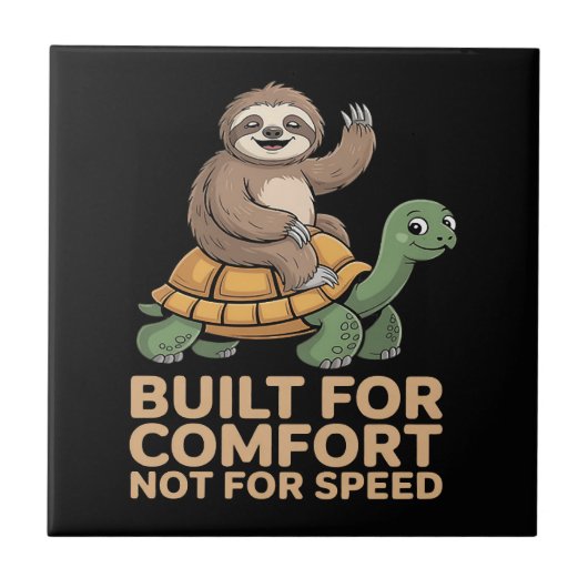 Funny Sloth Riding Turtle タイル (正面)
