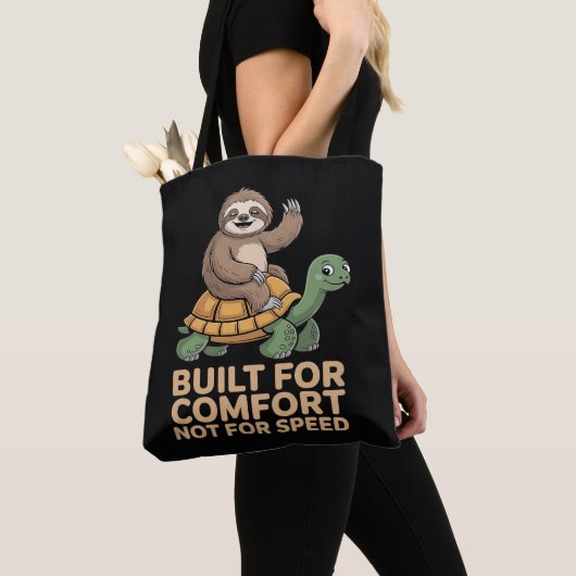 Funny Sloth Riding Turtle トートバッグ (クローズアップ)