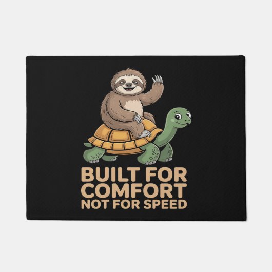 Funny Sloth Riding Turtle ドアマット (正面)