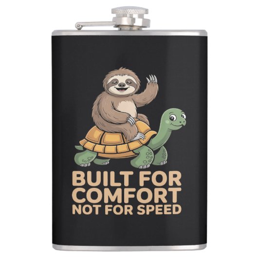 Funny Sloth Riding Turtle フラスク (正面)