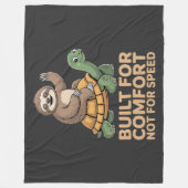 Funny Sloth Riding Turtle フリースブランケット (正面)
