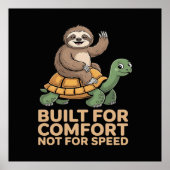 Funny Sloth Riding Turtle ポスター (正面)