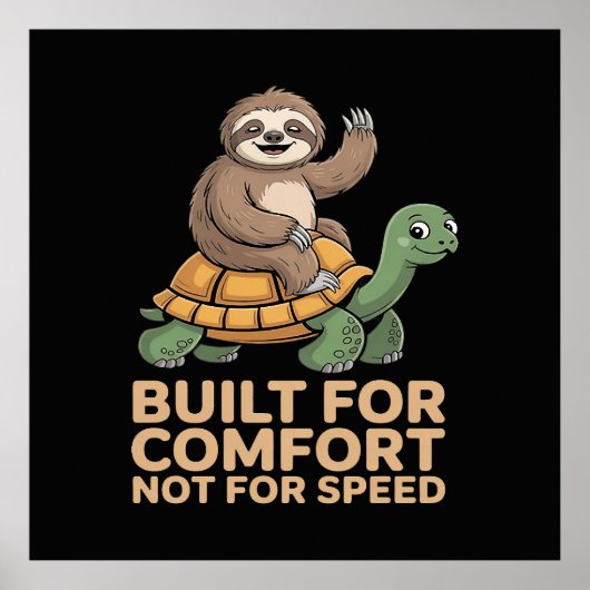 Funny Sloth Riding Turtle ポスター (正面)
