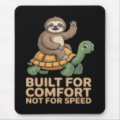 Funny Sloth Riding Turtle マウスパッド (正面)