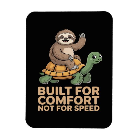 Funny Sloth Riding Turtle マグネット (縦)