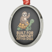 Funny Sloth Riding Turtle メタルオーナメント (左)