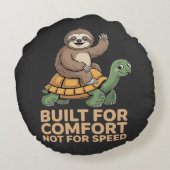 Funny Sloth Riding Turtle ラウンドクッション (裏面)