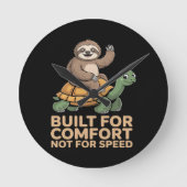 Funny Sloth Riding Turtle ラウンド壁時計 (正面)