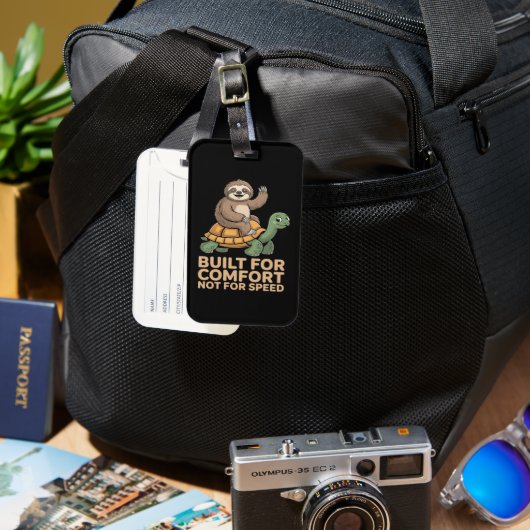 Funny Sloth Riding Turtle ラゲッジタグ (正面&裏面)