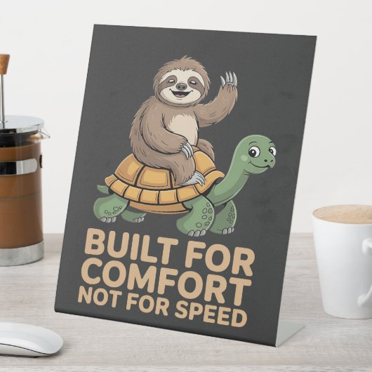 Funny Sloth Riding Turtle 台座サイン (インサイチュ)