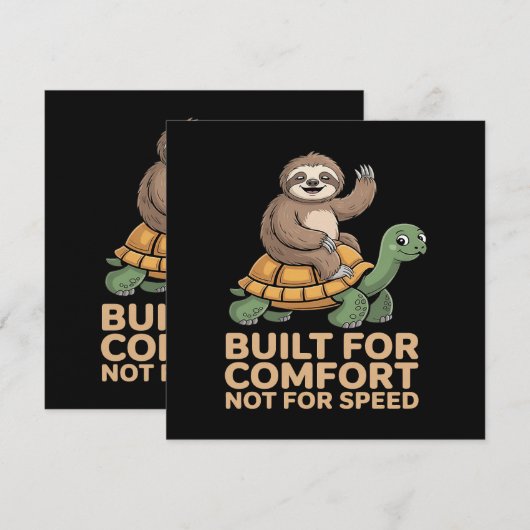 Funny Sloth Riding Turtle 招待状 (正面/裏面)