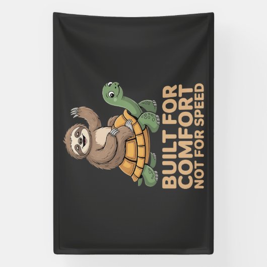 Funny Sloth Riding Turtle 横断幕 (縦)