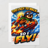 Funny Sloth Rocket Meme, Too Lazy to Walk So I Fly サンキューカード (正面/裏面)