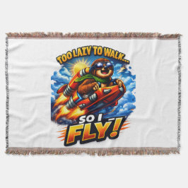 Funny Sloth Rocket Meme, Too Lazy to Walk So I Fly スローブランケット